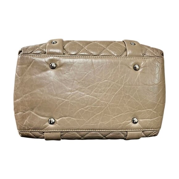 CHANEL Lady Braid Taupe Tan Chain Bowler Bag Quilted Boston Leather CC Auth - Picture 6 of 16